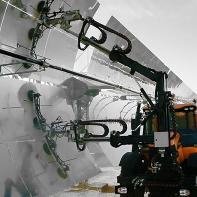 How does our patented technology Valcos used for cleaning solar mirrors work?